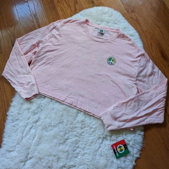 cross COLOURS cxc cropped pink tie dye long sleeve crew neck t-shirt 2xl - Picture 2 of 11